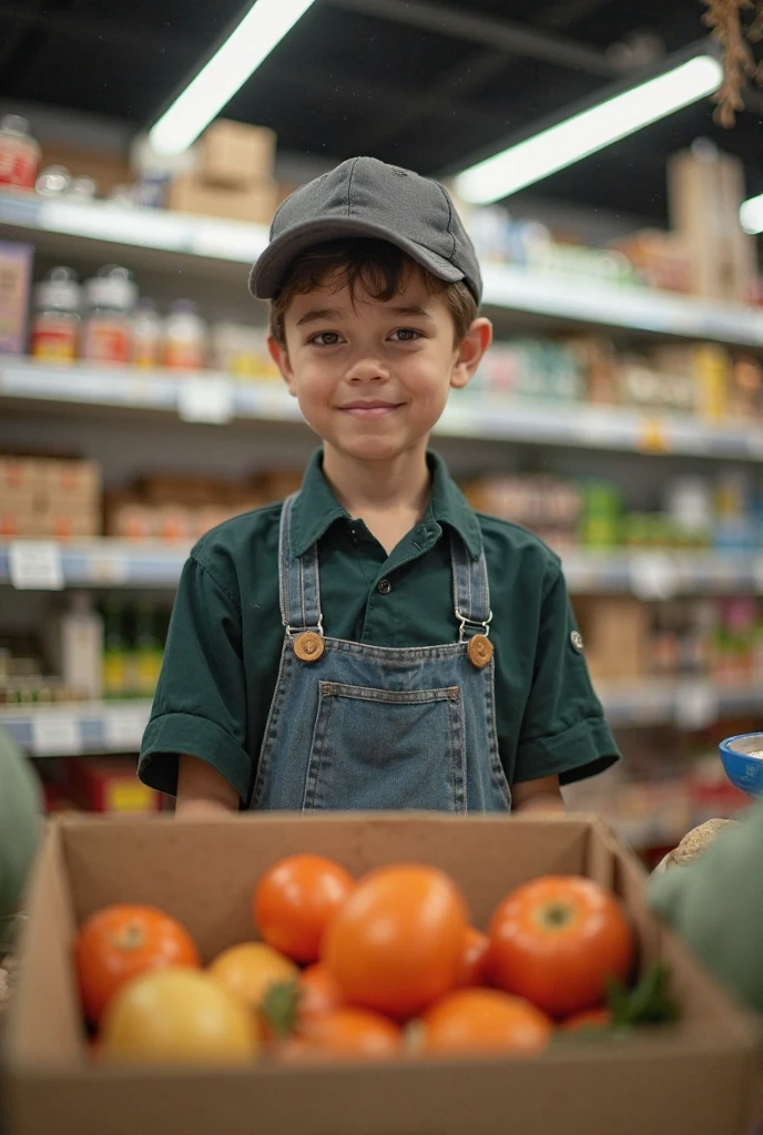 Boy buy some vegetables in the market