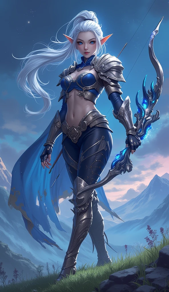 high quality, photorealistic, realistic, 8k, highres, fine light, studio lighting, standing, portrait of a girl, sexy pose, sejuani, white hair, silver armor, helmet, perfect face, blue eyes, large breats,