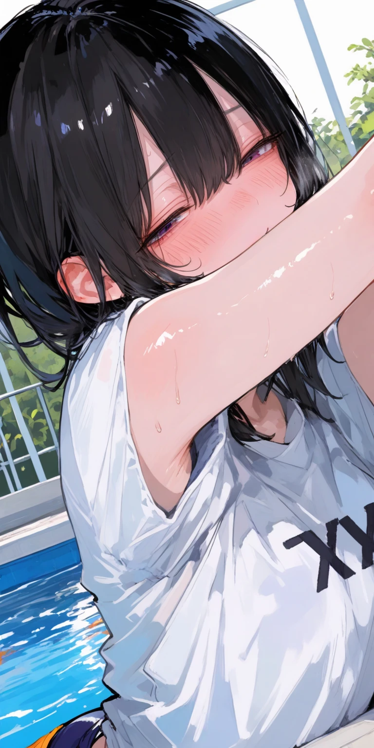 (8-year-old、Two Boys:1.5), (baggy:1.4), (White tank top:1.3), (Lower body naked:1.3),(Handjob masturbation 1,3) (erection&ejaculation:1.2), (Looking up:1.4), The wind is blowing, (((Highest quality))), (((masterpiece))), (((Super detailed))), (skinny:1.3), ((Smooth Hair)), (The wind is blowing), ((Black Hair)), Wine red eyes, ((smile)), (Love juice dripping from penis), ((Earrings)), blue sky, Grass,, Underarm, Sweaty skin, ((Wet clothes)), center, (Shooting from below)