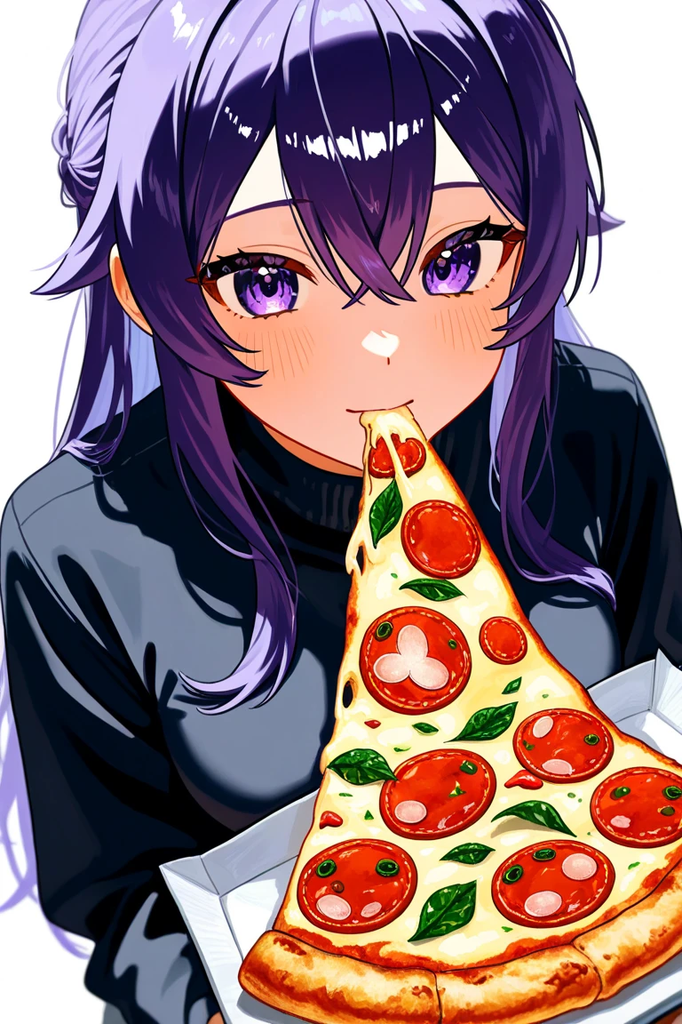 1girl,
score_9,score_8_up,score_7_up,from_anime,detailed,blush,long hair,depth of field,light,bedroom,pizza cutteran,underwear,blurry background,bra,black pajamas,pajamas,sleepy,fang,wariza,thai text,sweat,artist name,official alternate costume,breasts,shirt,solo,:d,indoors,pizza,panty straps,meme,black bra,very long hair,on bed,lace trim,eating,drooling,looking at viewer,large breasts,open mouth,sitting,closed eyes,lace-trimmed bra,purple eyes,mouth drool,blurry,zipper pull tab,food,unzipped,black hair,smile,snake cutout,purple nails,sleeping,cleavage,saliva,pizza box,pizza slice,character doll,twitter username,