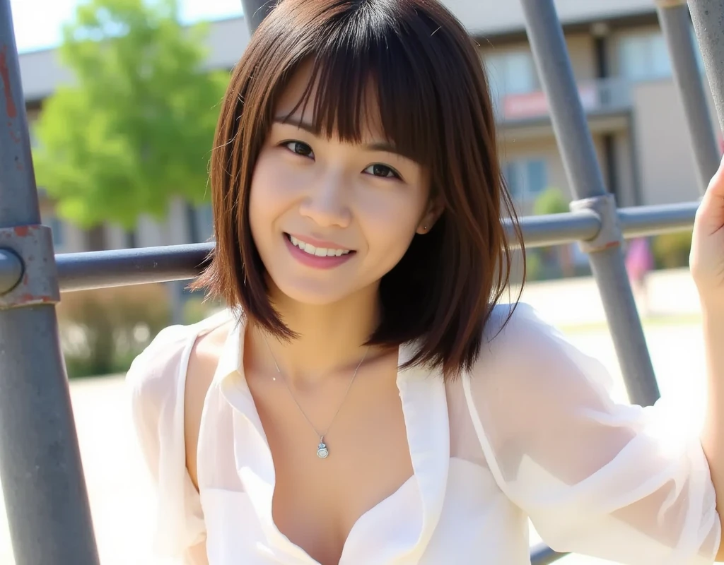 ((((whole body))))、((((From the thigh up: 1.2))))、((((The best beautiful girl)))、((((Small ))))、((((whole body))))、 (8k), (Highest quality:1.4), (Realistic:1.3), (RAW Photos), (One Girl), slender、((((short hair))))、((((Bloomers))))、(((((White T-shirt)))))、(((small, Flat Chest:1.3)))、(Ultra-high resolution), (Detailed face), Flawless, beautiful and cute face, (Thin Hair), Beautiful Hair, bangs, (Symmetrical eyes:1.2), (fine grain), (Detailed skin), Realistic Skin, Glowing Skin, Ultra-high resolution, (Slim figure), (supermodel figures), A kind smile:1.2, (A very beautiful and cute girl with a gentle expression, Typical of Japan.),18-year-old