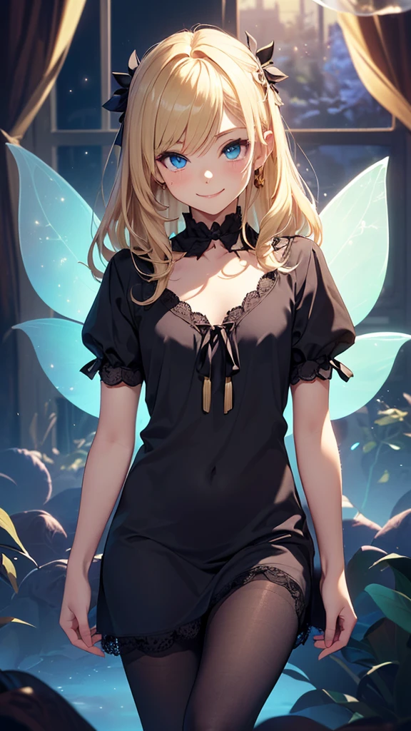 score_9, score_8_up, score_7_up, best quality, masterpiece, 4k, prefect lighting, very aesthetic, source_anime,Masterpiece, Hyper detailed, Best quality, UHD, Ultra high resolution, (16K), (((Watercolor))), ((anatomically correct)),1girl,(short dress:1.4),black dress,(messy hair:1.5),(lingerie:1.4),((leather accents)),((spiked jewelry)),lingerie,((fairy wings)),blue hair,short hair,messy bangs,ultra-detailed face,beautiful detailed eyes,((narrowed-eyed)),violet eyes,flat chest,(cute eyes:1.4),smug expression,exaggerated pose,solo,
Dynamic portrait,
((woods)),stream,(fantasy) 