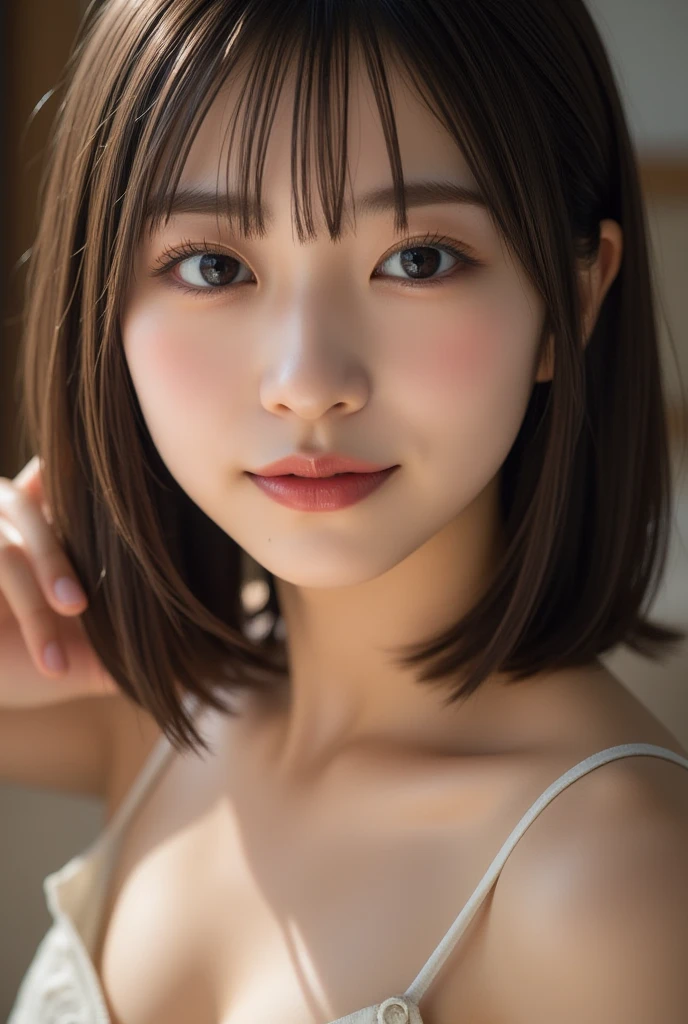 (8K, Raw photo:1.2), Detailed face and eyes,Best Quality, 超A high resolution, Highly detailed ,intricate detailes ,masutepiece ,Cute Girl , Soft cinematic light, Hyper-detailing,Sharp Focus, High quality, Blonde hair, bob cuts, Yukata, tits out, NSFW, Tie your hair back