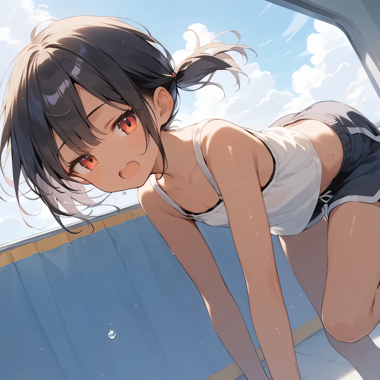 (((Browsing Caution, Close Up Facial , Front view , From below , Movie angle))) ,(On all fours), break 1girl, 20-year-old, (close your eyes),(((Embarrassing, Excited, Fascinating, In the heat, orgasm,Blushing,shortness of breath, Very humid,vapor、Man grabbing woman's breasts))) , break (((Bright pink and green hair))),(Semi-long hair tied in one piece、Add a light pink ribbon to the end.:1.3),(((Two-part bangs , middle part, Bangs parted in the middle, Side-swept bangs))), (amount:1.3), (Small breasts:1.0) ,((Sweaty skin, Dripping , girl trembling with Sexual climax, Cum in pussy, pubic hair)) ,Thin dots, feminine, Slightly muscular, Dynamic pose,((((vagina,Sex, A boy and his penis,Heterolo, Women in front and men in back , dorsal position, Cum in pussy, pubic hair)))), break, (((White - Solid - Short Sleeve - Safari Shirt ,Bottomless))), break, (((Midnight,On the bed))),(masterpiece), (Realistic), (Highest quality), (Super detailed), wonderful, ((A face with attention to detail)) , clavicle, High resolution , (Super detailed), Smooth, 16K, Vibrant colors,vagina,Sex,