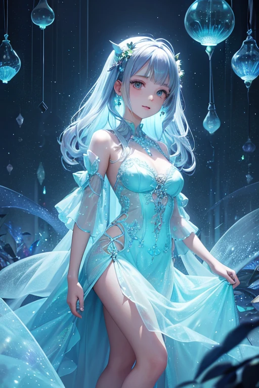 In a mesmerizing display of extraterrestrial fashion, a luminous being adorned in iridescent robes commands attention. The subject of this oil painting is a captivating alien figure, its ethereal presence captured on canvas. Brilliant hues of electric blues and shimmering greens dance across the garment, radiating otherworldly elegance. The intricate details of the outfit showcase a masterful brushstroke technique, revealing the artist's meticulous craftsmanship. Through the subtle interplay of light and shadow, the image comes alive, inviting viewers to marvel at the artist's skill and the beauty of this alien-inspired fashion