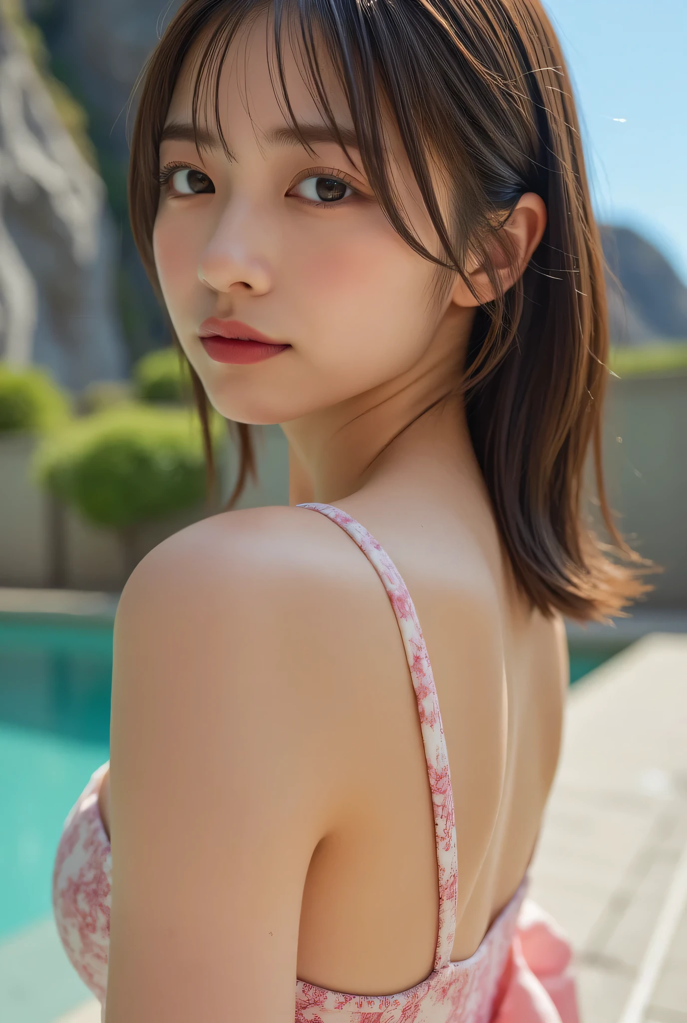 (masterpiece:1.3), high quality, 8K, high reality, ultra detailed, realistic,
BREAK,
beautiful detailed face, pale skin, realistic glistening skin, correct anatomy, (well-aligned teeth:1.1), Detailed eyes, symmetric eyes, Light Brown eyes, Double eyelids, perfect and glamorous body, Highly detailed face and skin texture,
BREAK,
(Cute Japanese woman),(A classy and Cute woman:1.5), 20yo, (wearing sexy bikini, very thin bikini:1.37), (beautiful and classy smile:1.37), Detailed eyes, symmetric eyes, Light Brown eyes, Double eyelids, Thin eyebrows, (Glossy lips:1.4),
BREAK,
Looking at camera, From the waist up,