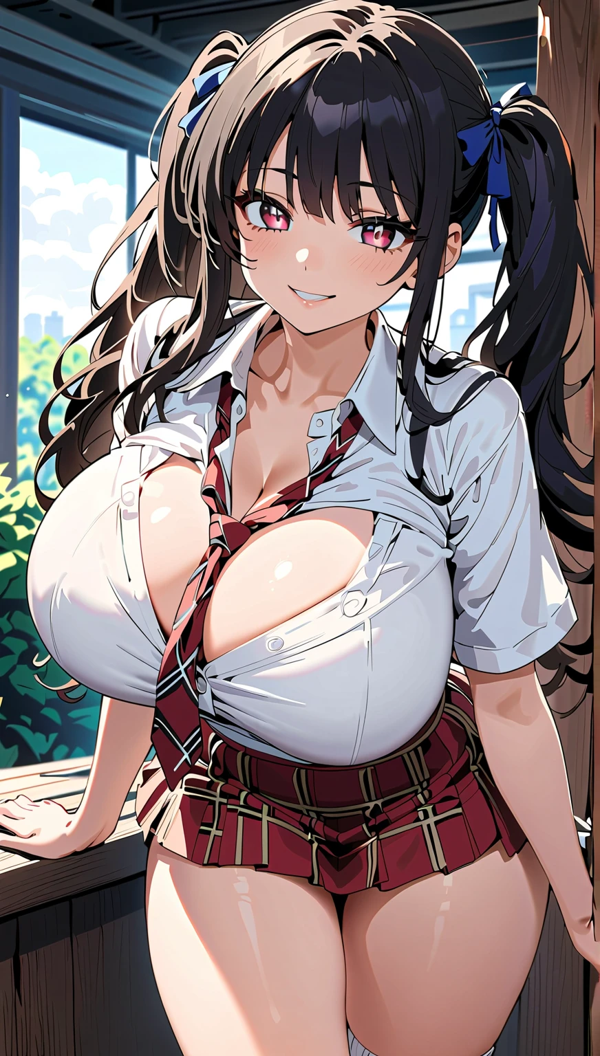 4k high resolution, hentai, young anime girl, big breasts, exposed, slutty, school uniform, wet, transparent clothes, thighs, big breasts, big thighs, sexy, close up, moaning, ahegao
