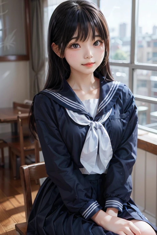 A girl sleepily walking to school、anatomy、one girl、１５talented student、Japanese high school student、beige hair、twin tails、Valletta、cute face、beautiful eyes、small nose、small breasts、small breasts、(((sailor suit、slightly longer skirt、cardigan、bag)))、perfect fingers、Hands, feet and whole body、autumn park、blurred background、highest quality、masterpiece、Super detailed,High resolution,super dense skin, professional lighting,8K eye details, (cute illustration:1.2),