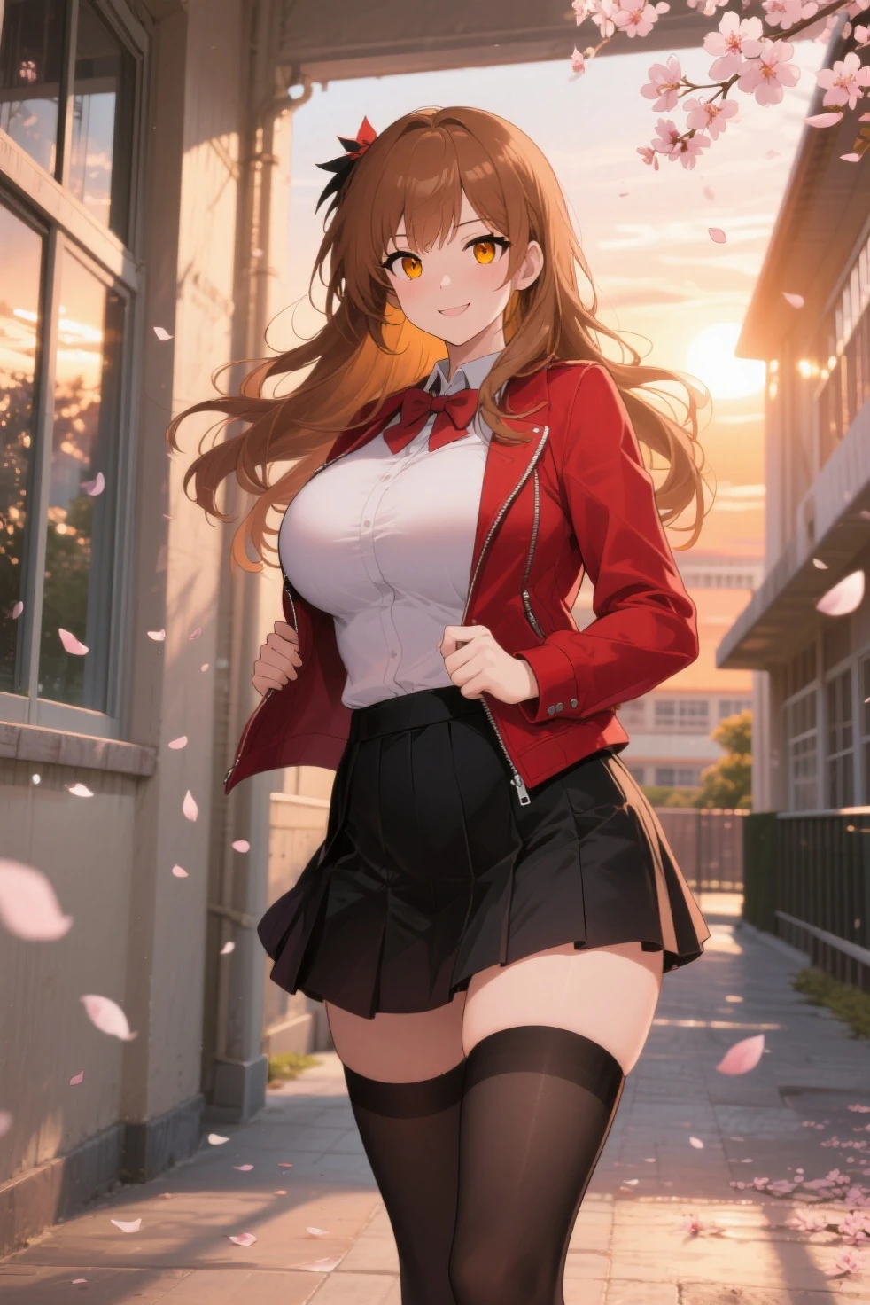 ((best quality)),((highly detailed)),masterpiece,absurdres,detailed face,beautiful face,(detailed eyes, deep eyes),1girl, Tomo, , solo, red eyes, short skirt , sky, day, cloud, pleated skirt, leopard print panty, outdoors, shirt button up cleavage, looking at viewer, open clothes, standing, white shirt unbotten cleavage, Gyaru, Big breast, tanned skin, Glossy lips, a lot of earpierce, Necklace,Bracelet, Half eyes expression, Smirk, feminim,1girl,Solo,Spouty mouth,Big hair,Heart shaped emotion,Seductive expression,flirty pose,Soft expression,Thick lips,colored Long nail,Stylish wavy hair,Celeb wavy hair,Tight tights,Plump,Curvy figure,top knot Ponytail,wavy ponytail