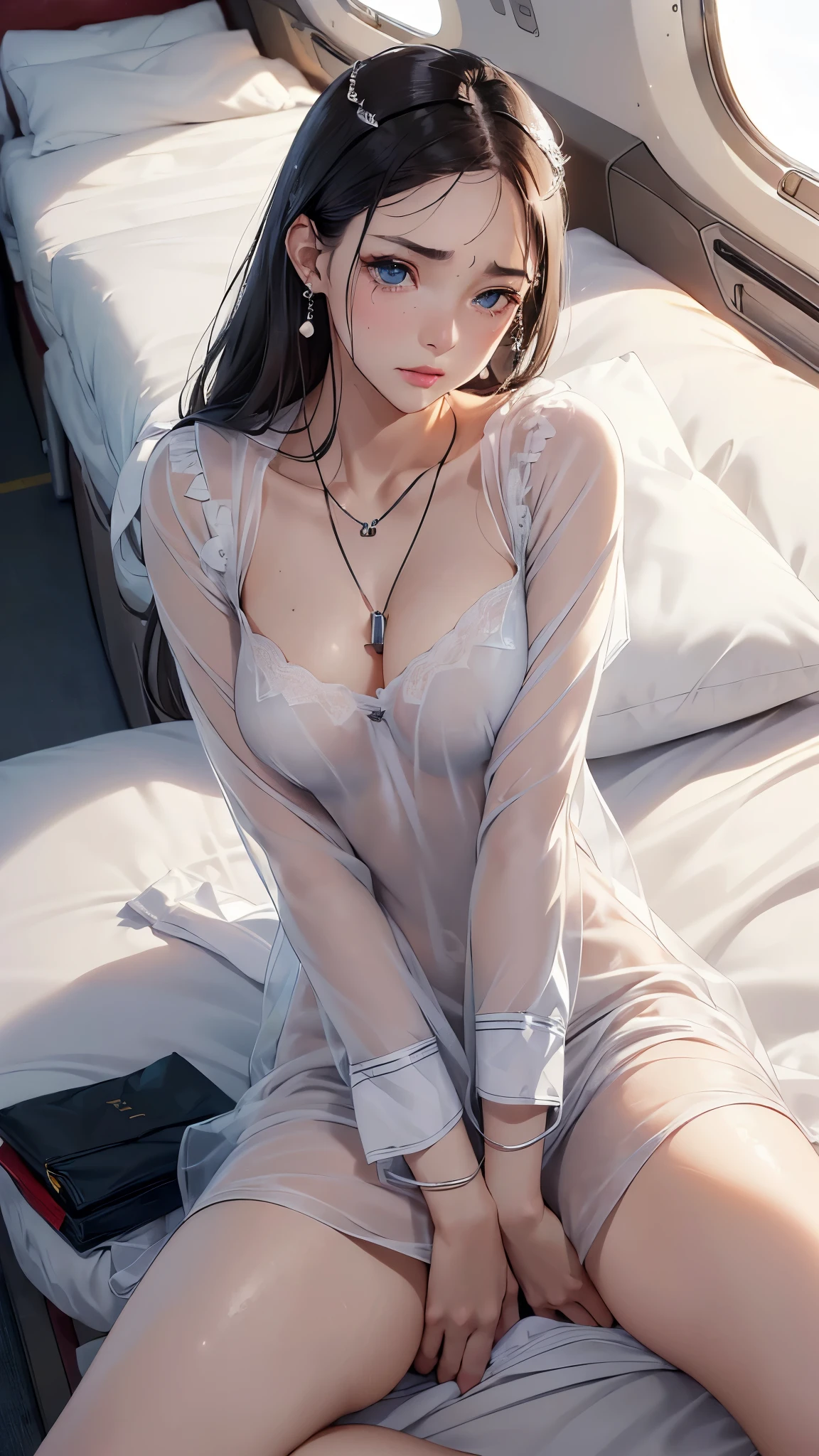 ((masterpiece, best quality)),((high resolution:1.3)), 1 Girl, solo, Cowboy Shot, Blurred Background, silky hair, (((Small breasts:1.3))), Thighs, (mini dress), (((lift up dress:1.2))), ((show underwear))