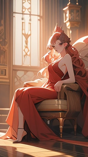best quality, 8k , super fine illustration, extremely detailed CG ,masterpiece,
beautiful anime style woman ,25 years old
Smile, blush, medium breasts, Medium Hair、Red hair、(Queen of Fire:1.5),Chair、豪華なChair、Sitting with legs crossed、Off-the-shoulder dress、gloves、Black costume、indoor、cave、Lava Zone Cowboy Shot ,
telephoto lens, 
 slow shutter speed
,,
(pure color scene),
(best shadow),
,,
(natural light),
,,
(natural reflection),