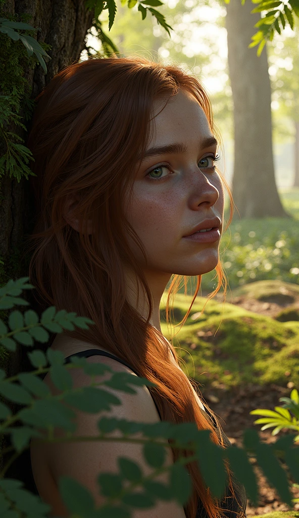 (dynamic angle:1.1), (cute face:1.2), outdoors, ginger hair, close up photo of (cute chubby girl:1.3), freckles, sad, masterpiece, 8k, (best quality:1.3), dramatic lighting, (intricate details:1.1), subsurface scattering, ultrarealistic