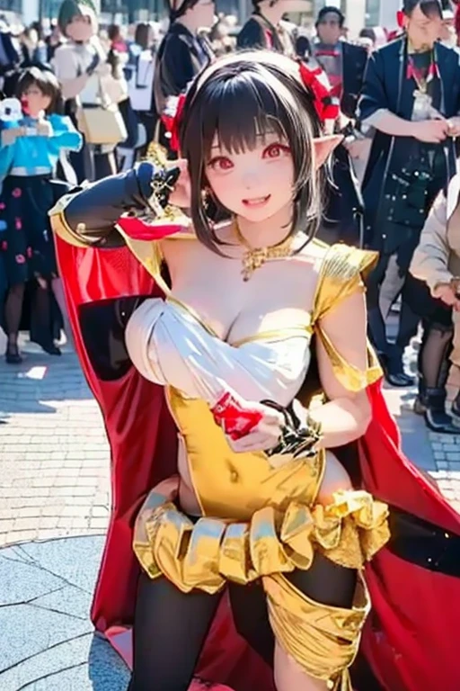 magical girl in fancy dress. she has horns. and purple stars on tits.