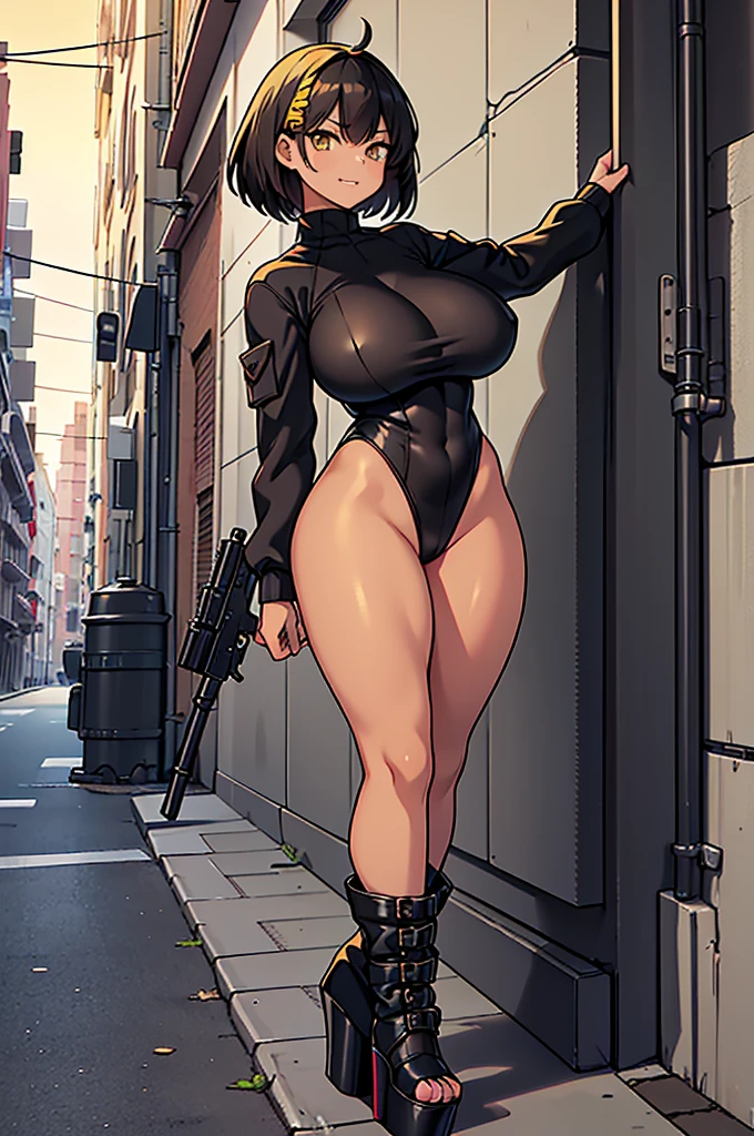 Slime girl, (slime), Slime hair Double buns hair style, Pumpkin Orange, weapon belt, Masterpiece, Best Quality, gigantic breasts, slime girl, slime girl, purple hair, lavender hair, yellow clothes, weapon belt around waistline, rifle, long rifle, AR-15 Rifle, assault rifle, exposed yellow bra, yellow clothing, wearing yellow clothing, fully body view, tight yellow dress, Rifle in hand, mature woman, gorgeous, perverted, sexy, yellow dress, exposed chest, exposed bra, exposed breast, black boots/heels, gold bracelets around wrist, holding rifle, aiming with rifle, tactical stance, tactical gear, sweaty body, long legs, tall woman, lustful yellow eyes, yellow lingerie , Slime girl, (slime), Slime hair Double buns hair style, Pumpkin Orange, weapon belt, Masterpiece, Best Quality, gigantic breasts, slime girl, slime girl, purple hair, lavender hair, yellow clothes, weapon belt around waistline, rifle, long rifle, AR-15 Rifle, assault rifle, exposed yellow bra, yellow clothing, wearing yellow clothing, fully body view, tight yellow dress, Rifle in hand, mature woman, gorgeous, perverted, sexy, yellow dress, exposed chest, exposed bra, exposed breast, black boots/heels, gold bracelets around wrist, holding rifle, aiming with rifle, tactical stance, tactical gear, sweaty body, long legs, tall woman, lustful yellow eyes, yellow lingerie, mature body, mature face, dark purple hair color, purple hair, bending down, bent over, crouching 