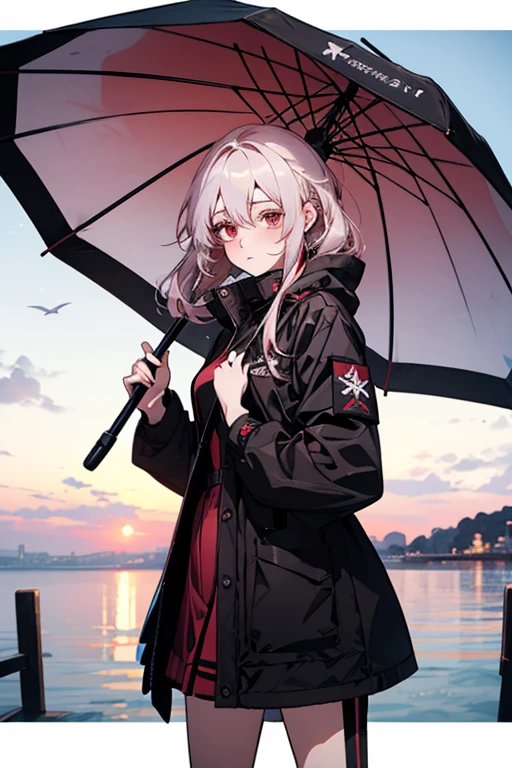 1girl,white hair,rain,sea,boat,red eyes, <lora:lightAndShadow_v10:0.4>,cowboy shot,