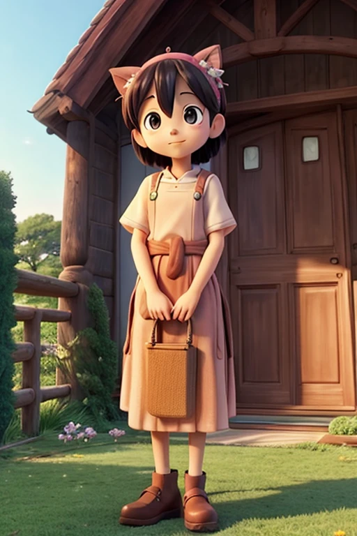 The  girl is wandering in the garden, Sweet faces, Face the lens, , flower pots,rivulets, k hd, Depicted delicately..