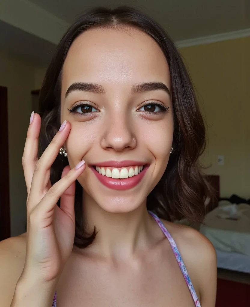 ((1 Spanish lady)), (kiera knight) (15 years)), beautiful ethereal, (awkward and seductive smile) with some teeth visible, by the wide, loving look at the camera, shaped body, big breasts, big ass, Sexy front pose ((David Hamilton Style)), detailed photo of the whole body, sent, luz outfit, boss&#39;artwork, Best Quality, photorealistic, 8k, High resolution, realistic and detailed skin, 8k euh, Digital SLR Cameras, luz outfiting, high quality, film grain, Fujifilm XT3, totally naked