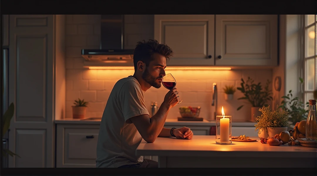 photorealistic, best quality, masterpiece, extremely detailed, sexy, homoerotic, extremely handsome, 30 year old filipino man, very muscular build, big smile, stylish attire, clinks wine glass towards camera,, candlelit dinner for two, in dining room, at midnight, dramatic shadows, extremely romantic atmosphere, perfect face, perfect fingers, perfect hands, perfection