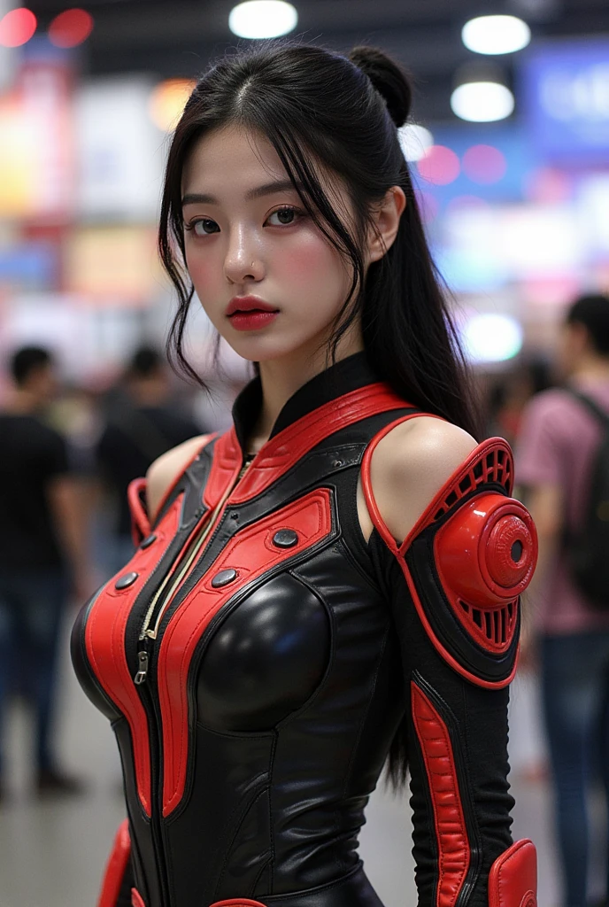 ((calidad superior)), ((obra maestra)), ((realista)), (Los detalleotorrealista:1.5), (???? geisha with red lips) Science-Fiction, HDR, Trazado de rayos, NVIDIA RTX, Los ultra-Highres, Irreal 5, Sub-Surface Scatterring, PBR texturizado, Post-procesamiento, Anisotropic filtering, Profundidad de campos, maximum sharpness and sharpness, Regla de los tercios、8K RAW、(Luminescent Particles:1.4)、(super-detailed CG、Unidad 8k Fondos de pantalla、lighting like a movie、destello de lente、foco nítido.  ???? geisha with red lips, Robotic Parts, Cannon fire, Arte cyberpunk、arquitectura cyberpunk