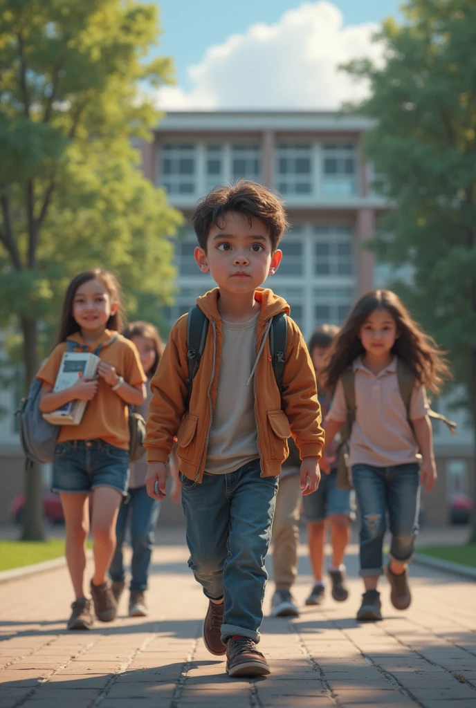 Children returning to school with phones