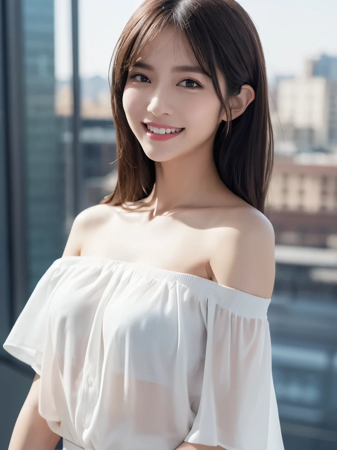 masterpiece, best quality, ultra high res, ultra detailed, sharp focus, 1girl, 独奏, a stunning pretty and beautiful Japanese sexy model, 19yo, looking at viewer:1.3, (bright smile:0.6), wearing a (blouse), dusk, sunset, night, realistic, slender, (standing:1.1), (looking at the viewer:1.3), sexy gaze, blush, asymmetrical bangs, light brown hair, ((naked:1.1、smile:1.2、short hair:1.5、Narrow waist、Thin thighs、Nipples protruding、Hide your hands behind your head、garter))