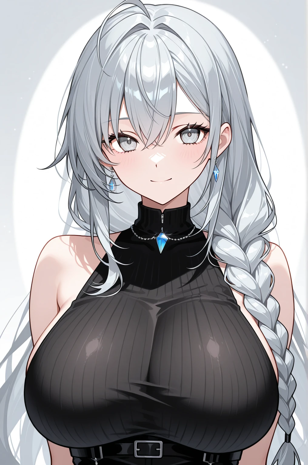 (((masterpiece))), ShizukaMikazuki, One Girl, alone, View your audience, Long Hair, Gray Hair, ((close your eyes)), Cleavage, (Quite large breasts),clavicle, Mature Body,Attractive body,(Trained abdominal muscles),Make your face a little smaller,Enlarge your breasts,Toned facial features,Blushing,nude,smile,Black bodysuit,Exposed nipples and pussy,High Ponytail,Black Ribbon,Sweaty all over,breathe,Charm choker,Earrings,Detailed expression of fingers,Night view bed,blue eyes,Make your lips bigger,thicken lips,Red lipstick,please lift your chin,(Pink Nails),Laughing with your mouth open,Tilt your head,Put your hands on your face