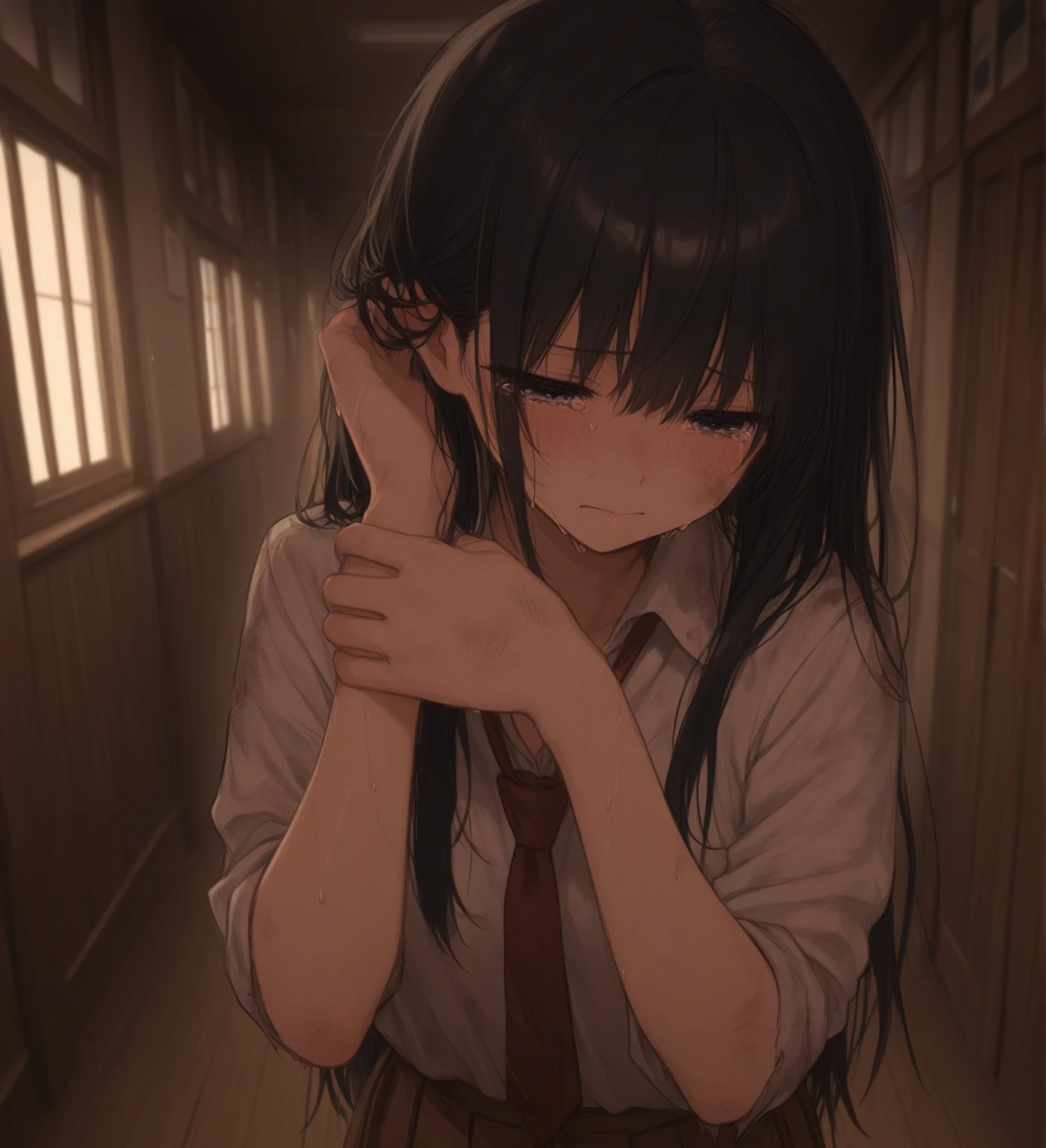 toilet、Cinema Lighting、Highest quality、School、toiletの外から撮影した写真、Guy behind girl、A man behind her touches the girl&#39;s breasts、Insert、nsfw.Huge breasts、Beautiful breasts、(Kitagawa.Marine)See-through panties、High school girl、、orgasm、Torn 、juice、、Sex、run away、Run、Run