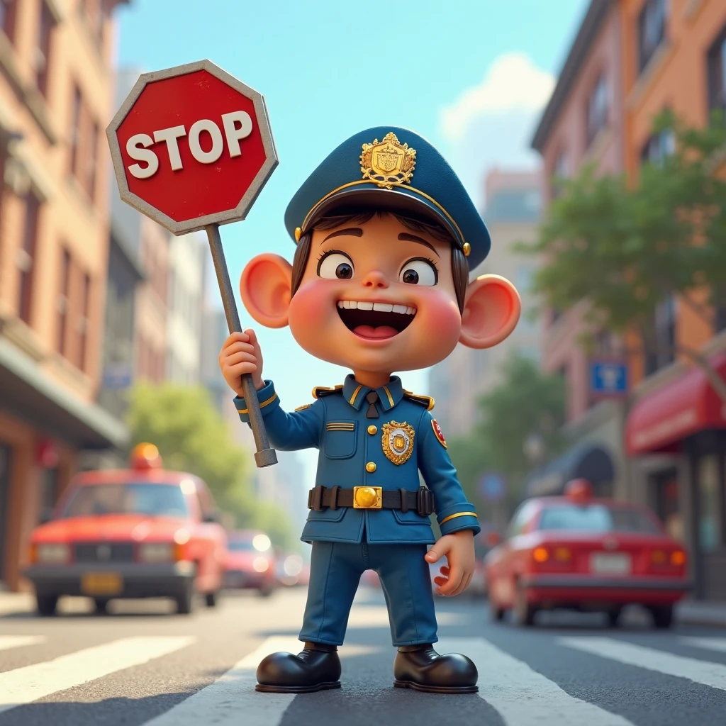 Stop Sign Cop Generate an animated doll image of a traffic cop with a stop sign in ...