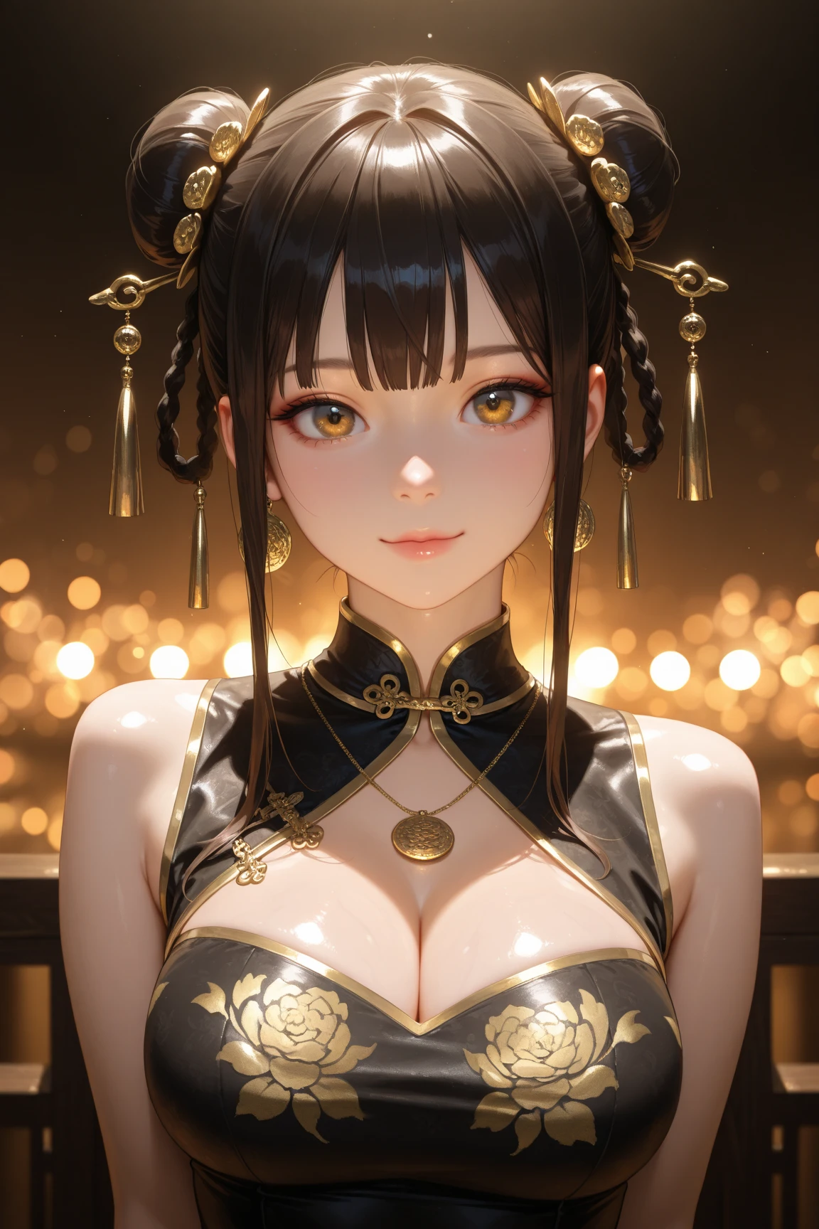 A portrait photograph of mid-twenties Japanese female android made of white and silver transparent glass and plastic, geisha makeup, black hairstyle, silver and gold metal internal body mechanisms, dynamic pose, flowing organic construction, detailed engraving, lacework designs, glowing golden circuitry, colorful neon trim, detailed engraving, lacework designs, glowing circuitry, neon trim, art by H.R. Giger, Greg Rutowski