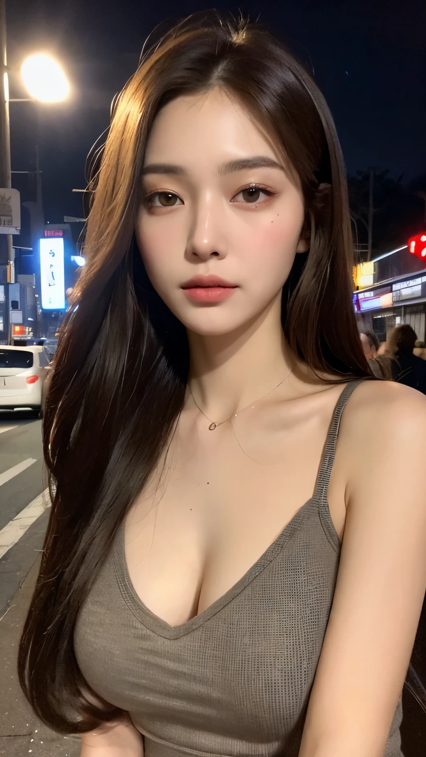 (8k, RAW photos, best quality, tmasterpiece:1.5), (realistic, photograph realistic:1.5), masterpiece, best quality, High detail, Best image quality, super detailed, high resolution, Very detailed, Best quality, Extreme detail description, hyperdetailed painting, A girl with European beauty, ((upper body)), seductive breast, cleavage, slim waist, happy face, (smile:1.2), fair skin, hazy beauty, very detailed facial and skin structure, perfect anatomy, office half shirt, tower, company, smooth hair, beautiful long hair, (seductive look, soulful eyes, glowing eyes, Double eyelid, brown eyeballs), earrings, tie, (enchanting pose), ((store, supermarket))