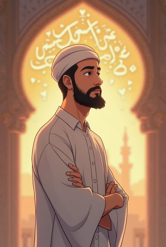 Muslim man died in fajar prayer in majith .”cartoon illustration