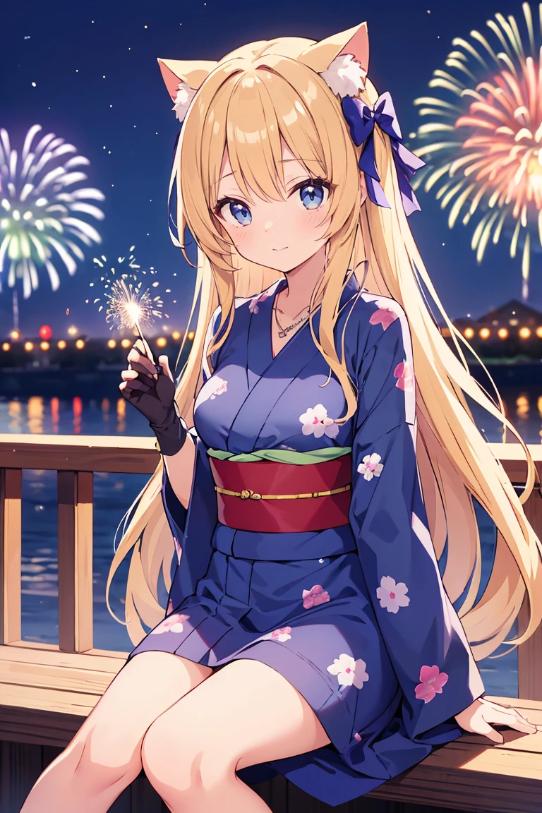 highest quality、High resolution、Detailed Background、(Beautiful face in every detail:1.4)、Anatomically correct、(Detailed facial expressions)、(Detailed eyes:1.2)、(Detailed eyes:1.2)、Teenage beauty、(Highly detailed face:1.4)、cute hair color、well-groomed eyebrows、In a joking manner、A big smile、cute gesture、Lake Biwa、Fit on one screen、

(Two beautiful girls having fun with fireworks in the background:1.5)、

The yukata is pink、light blue、Light colors such as pastel colors are recommended.、
Florets and stripes、Cute designs such as polka dot patterns、The length is knee-length or slightly longer for a feminine look.、
The obi is a cute thin ribbon. Choose one that matches the color of the yukata.、Geta are a delicate design、Flower motifs are adorable、
Keep accessories to a minimum and wear earrings and bracelets.、For hair accessories, we recommend ribbons or pearls in a color that matches your yukata.、The key is to create a cute hairstyle, such as a bun or half-up.、Natural makeup is recommended to match the atmosphere of the yukata.、Sandals or flat-designed geta are recommended.、

Lake Biwa Fireworks Festival、One of Japan&#39;s leading fireworks festivals held in Otsu City, Shiga Prefecture、Fireworks will be launched over the surface of Lake Biwa.、
The view of the fireworks reflected on the lake surface is spectacular and it is a popular viewing spot.、cute