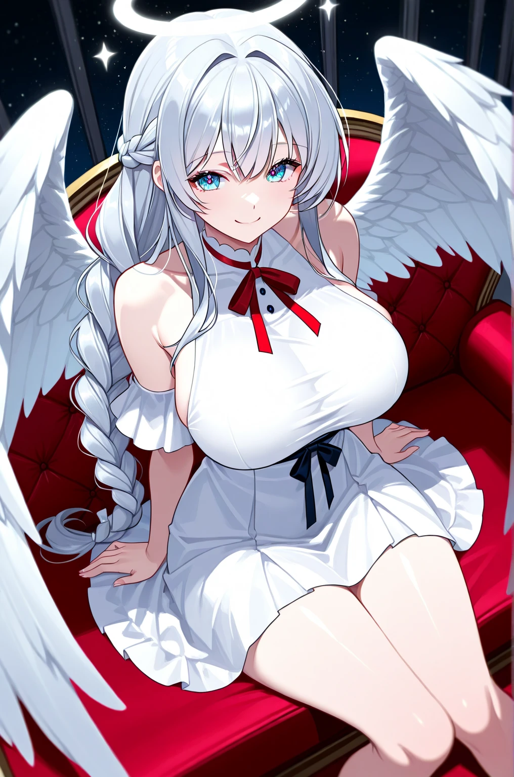 (kitsune ear girl), (huge breasts:1.2),  (very long hair), (miko:1.2)