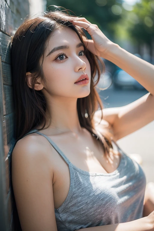 High Definition, 4K, Highly Realistic, 1 cute girl, Highly Detailed Face, Perfect Face:1.5, Highly Detailed Eyes, Perfect Eyes:1.5, hazel eyes,  Highly Detailed body, Perfect Body:1.5, full body view, Perfect Lips:1.5, Black and Green Hair, bun and fringes Hair, strands of hair in face,  white fairy, large pale green angel wings, perfect background:1.5, highly detailed background, mist effect, deep woods as background 