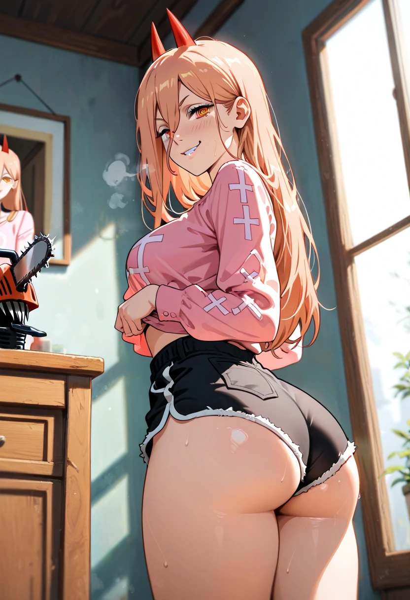 open mouth blush pantyhouse ass