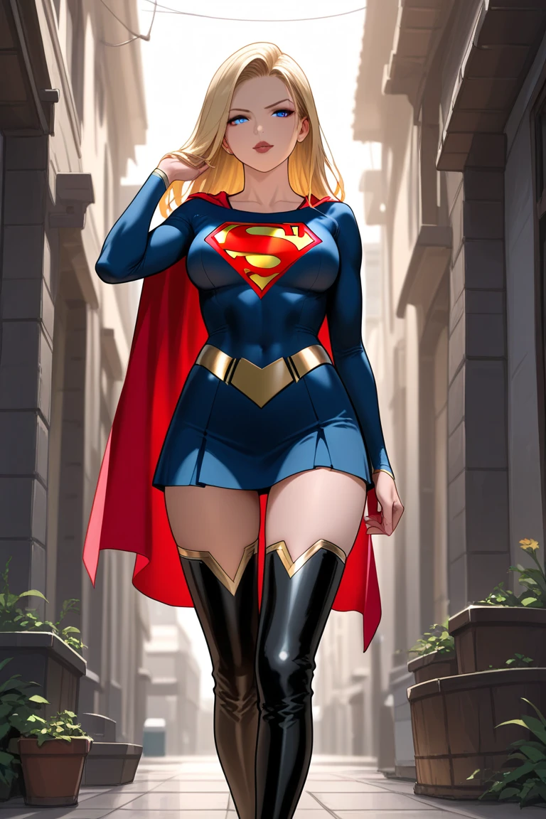 (Best quality,A high resolution,Ultra - detailed,current),supergirl, short supergirl dress, white thigh stockings, long blonde hair, (Ruined dungeon ruins cyberpunk dark forest background :1.4 ), More detailed 8K. unreal engine:1.4,UHD,Best quality:1.4, photorealistic:1.4, skin texture:1.4, masterpiece:1.8,raw-work, best quality,object Object], (detailed face features:1.3),(The correct proportions), (cowboy pose), (supergirl:1.4), (supergirl V2.1), (perfect anatomy :1.4), (large breasts),(no mutations), (dynamic cowboy pose), (face detailed :1.4), (showing panties),(white stockings and suspenders),(wonderwoman dress) (cinematic lighting :1.4), score_9, score_8_up, score_7_up, score_6_up, rating_explicit, 1girl, ((18YO: 1.2)), Adult, full lips, big clear eyes, blue eyes, ((black hair:1)), (long wavy hair: 1.2), (forest background big trees), ( skirt lifted by itself: 1.1), (skirt lift: 1.3), (showing white panties: 1.3),score_9, score_8_up, score_7_up, score_6_up, rating_explicit, 1girl, ((18YO:1.2)), Adult, full lips, big clear eyes, blue eyes, ((blonde hair:1)), (long wavy hair: 1.2),(face detailed V2.1)