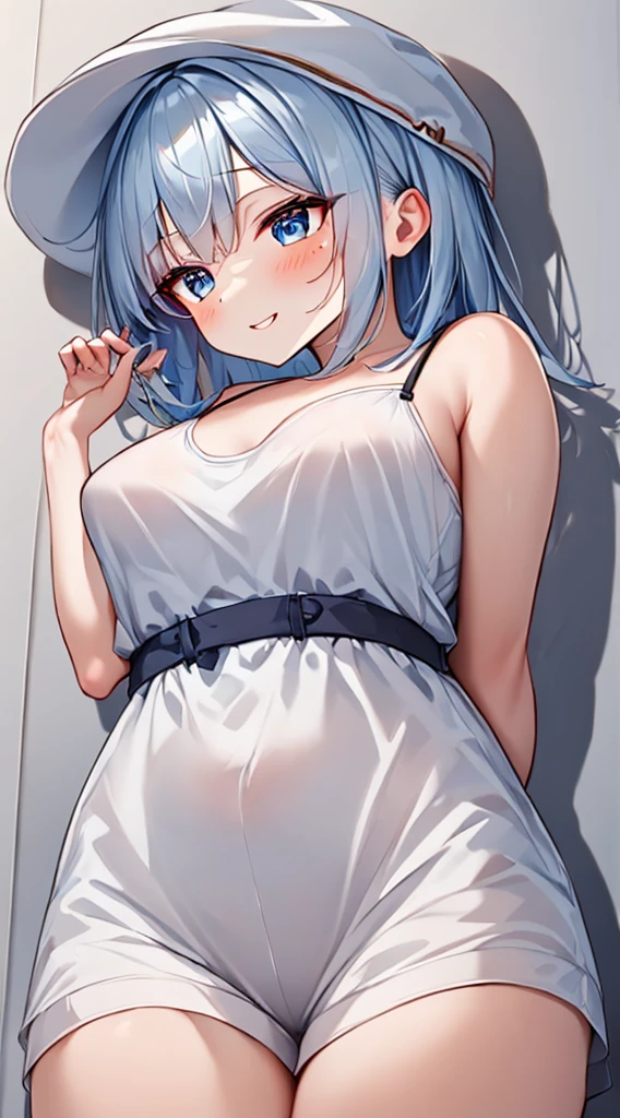 girl,Light blue hair,Bob,Completely naked,
