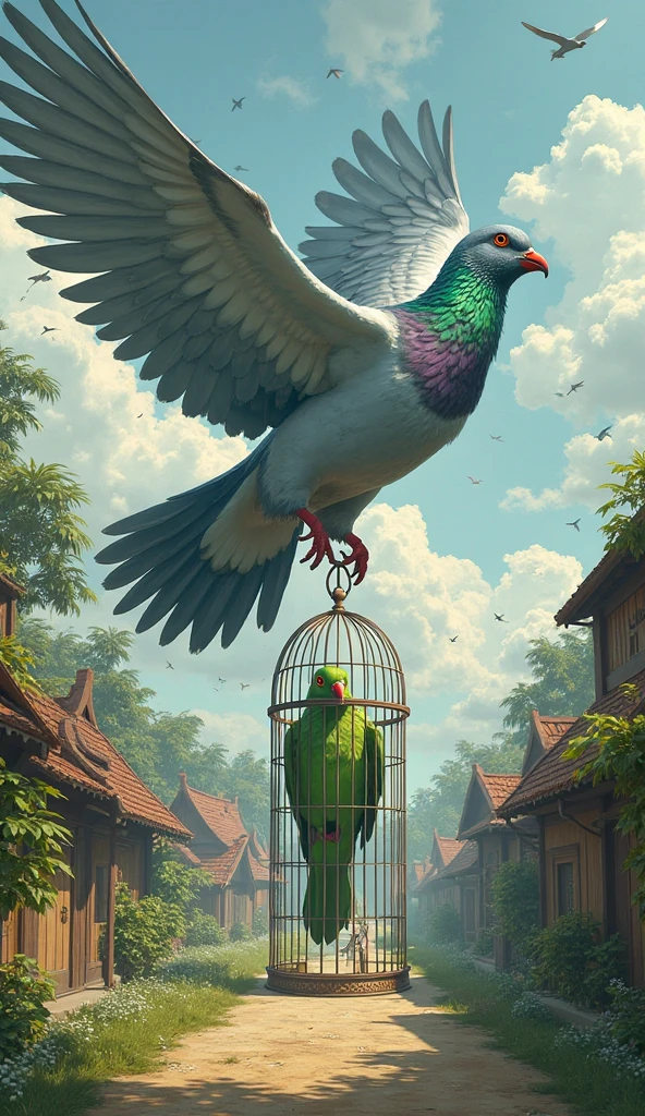 painting of a boy sitting on a bird on top of a building, magrita pura. detalhado, magrita pura. Hiperdetalhado, Jacek Yerka e Vladimir Kush, zdzislaw beksisnski, a surrealist bird, surrealist bird, Shaun Tan. hiperrealismo, Pranckevicius com mau funcionamento surreal