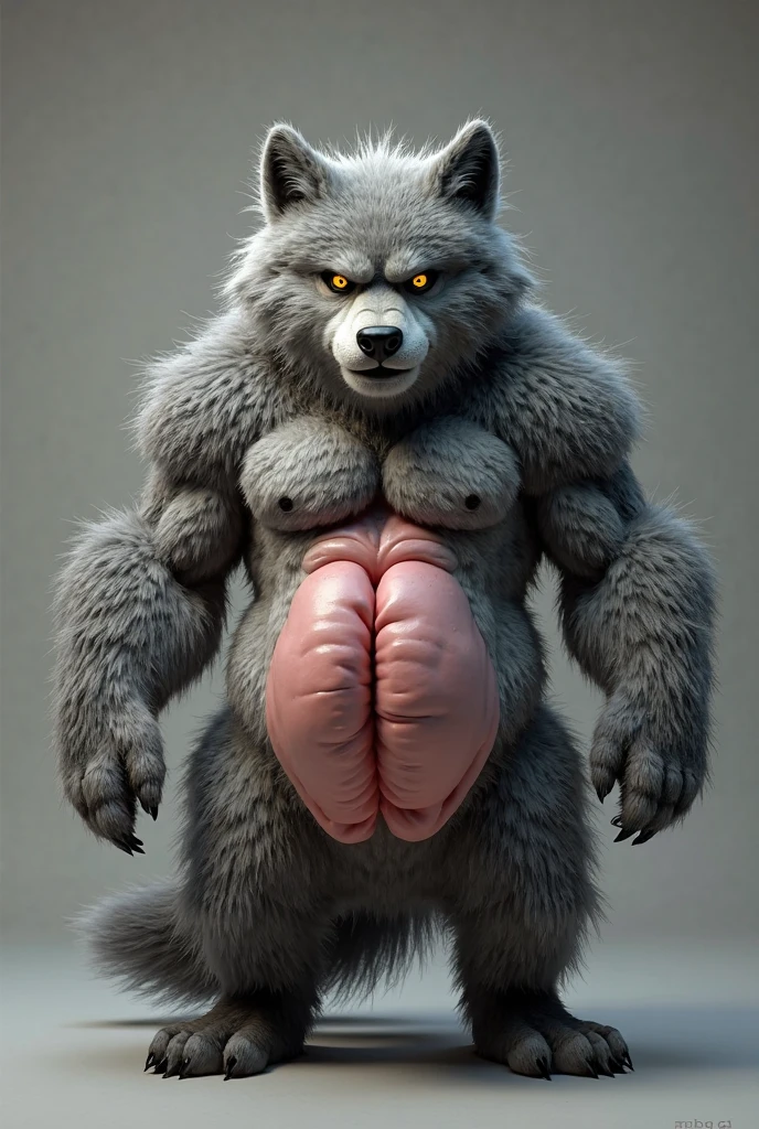 Fluffy brown wolf、Howling Wolf、Eye-watering water、wrists tied together in chains、Hugely swollen abdomen as if pregnant、A huge, swollen lower abdomen like a balance ball、Upright pose、Pose of surrender、Sideways pose、Face facing up、Very distressed face、Hairless head、Sharp toenails、Full body wolf fur、Completely naked、非常に巨大に膨らんだ股間のBrown underwear、Abnormally large groin bulge、Brown underwear、Abnormally large muscles、Laboratory Background、Large amounts of medicine、condom、Fluffy, long body hair、Long brown hair all over the body、Ruby-colored eyes、Very long and profuse armpit hair、Very long pubic hair、Navel hair、Wolf&#39;s Tail、A composition that captures the whole body、Thick and long tongue