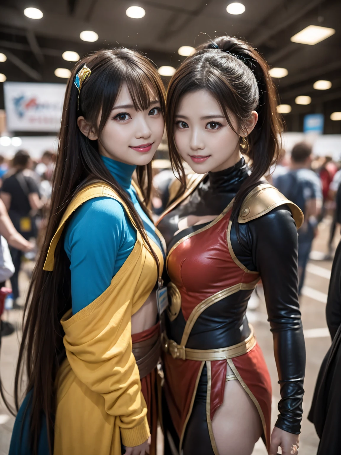 (((A strong, brave face))), A brave and courageous image of a five-member ranger team, woman, Each is adorned with vibrant colors.、:: Bright pink, (((red))), black, Fluorescent blue, Shocking Yellow. エネルギーと勇気を醸し出す背景 dynamic trace, Embodying the essence of the classic Sentai superhero team. Each Ranger:: The clothes are sophisticated and modern, Each color has elements that reflect its theme., Ready for action. dynamic　trace, Fighting Pose, ((Camel Toe)), neon, sunset, fire, flash, Backlight, plasma,