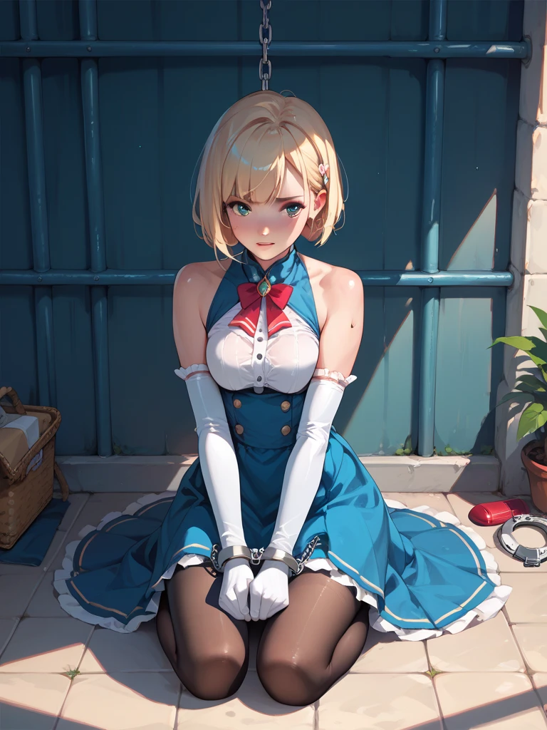 Shiny blond hair, very long hair, sophisticated haircut, ((((hair fully braided)))), ((small twisted braids)), thin and oval face, submissive, (((gagged))), ((((black tight corset)))), ((((tight skirt)))), cute and blushing 18 years old anime girl, look away because she is embarrassed and blushes, bright blue eyes, detailed face, detailed members, detailed arms, detailed hands, ((((sparkling diamond jewelry)))), tiara, ((makeup)), high heels, puffy sleeves, long gloves, long eyelashes, Girl lying, tied by ropes, shackled, can no longer move, tied tightly, very hard tied up with lots of ropes, hampered by so many ropes that she can no longer move, bound hands and feet, ropes tie his whole body, tied extremely tightly and forcefully to her bed by a lot of ropes, its limbs are strongly tied together by ropes, his torso is tied up with thick cords, her chest is so tied up with ropes that it sticks out, her legs are tied tightly with thick ropes, his hands are tied behind his back with ropes, she can no longer move her feet, her hands which are tied by thick ropes, she desperately tries to free herself, likes to be tied tight with big ropes, likes to be immobilized by big ropes, lying down, his hands and feet are strongly tied to the railing of his bed, his legs are pressed together and tied with ropes, its limbs are held vigorously by imposing ropes, her hands are tied securely behind her back by ropes, her chest is compressed by strong ropes, she is pressed against her bed and restrained by large ropes (shibari, arms behind the back:1.4), (hands on the back), (masterpiece, best quality) 1.5, 1girl, solo, (sexy, beautiful woman, perfect face, perfect eyes, perfect hands), samus aran, (shibari, arms behind the back:1.4), (hands on the back), Spread the legs, s&#39; ((lie in bed by big ropes)), ((close up of the girl)), ((((lie in bed))))