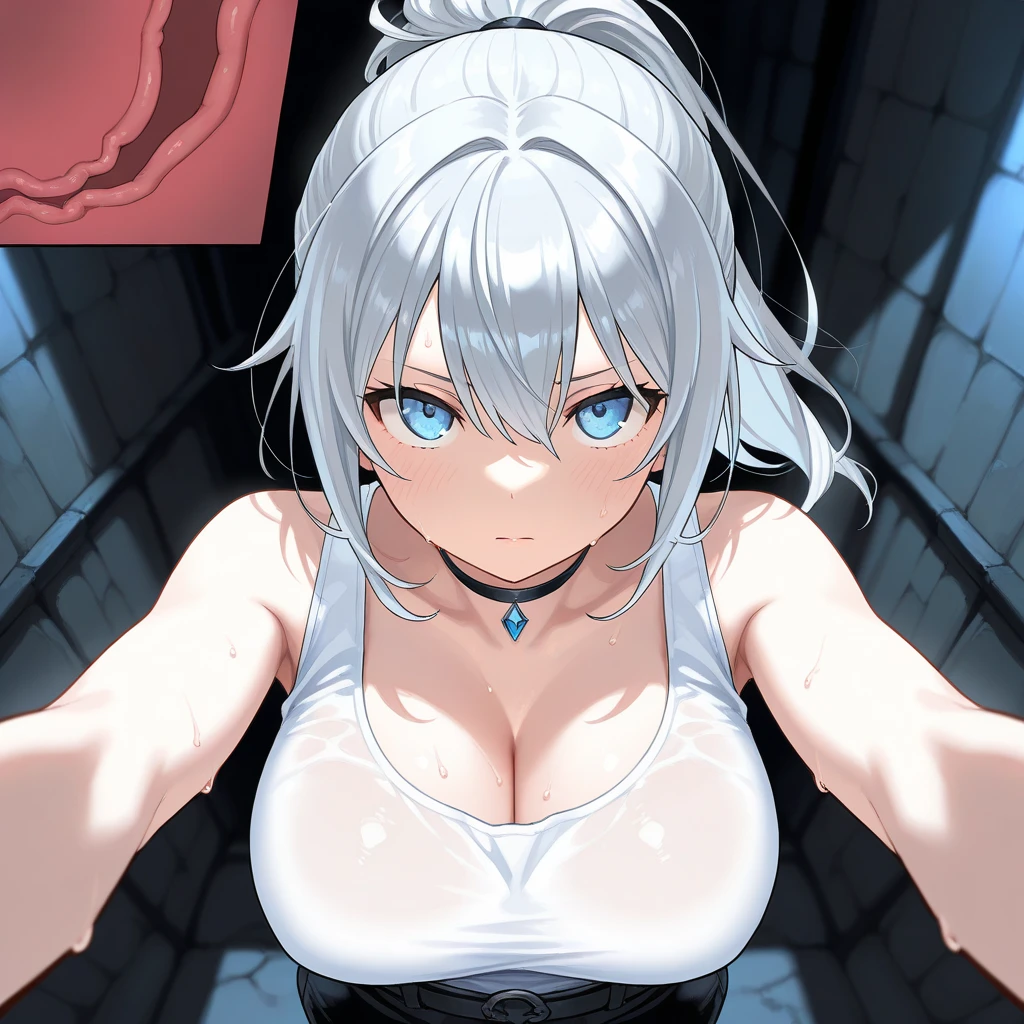 (selfie),1girl,beautiful noelle_silva,long hair ,twintails, bangs,silver hair,purple eyes, hoop Earrings, (volumetric lighting), best quality, masterpiece, intricate details, tonemapping, sharp focus, hyper detailed, trending on Artstation, naked, big breast, perfect breasts, huge breasts, big ass, curvy, slim waist, selfie, naked, full nude, fully nude, no clothes, big ass, pussy showing, 