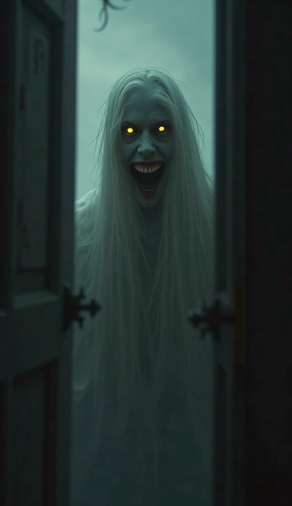 Ghost watching from corner with creepy face