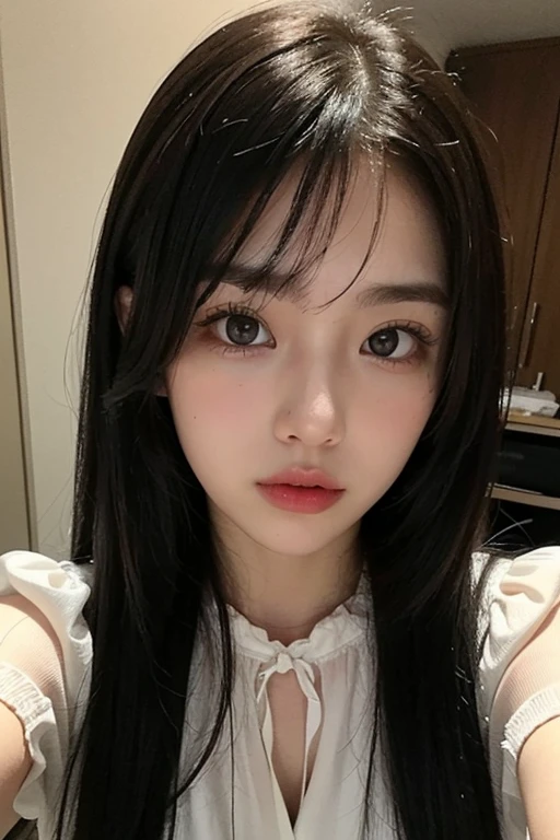 Close up of woman lying in bed holding pillow, Jinyoung Canella, Heonhwa Choi, Jaeyeon Nam, Larisa Manoval, Best Face, Doyoung Kim, Young and lovely Korean face, 8k selfie photo, Lee, Ji - Eun, jimin park, Lee, Ji - Eun, Cute and lovely Korean face, face profile picture