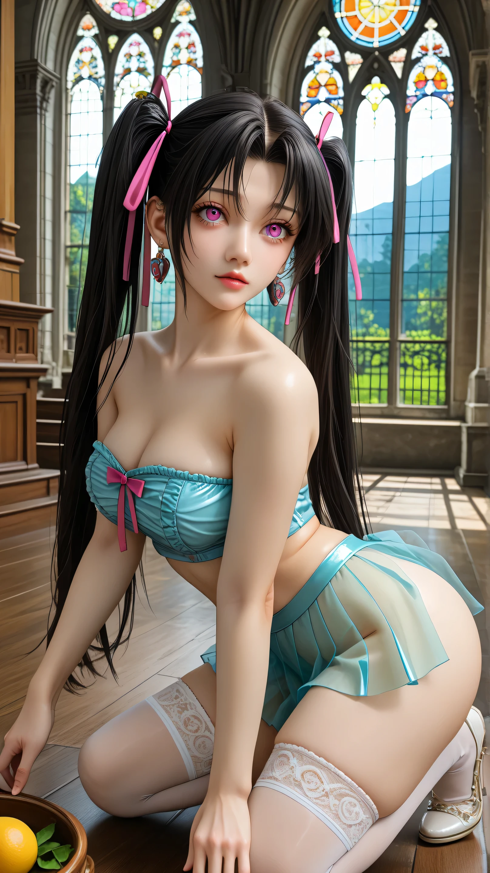 ((18yo woman)), ((Tied with a rope)), ((soio)), ((No underwear)), ((negligee)), ((Drooping)), ((Skin is visible)), (((The skin is transparent))), ((nipple shape protruding))、(((Small breasts))),((Open legs)),((I'm embarrassed)),((The face is reddening)),((Smaller chest)),((Smiling smile))