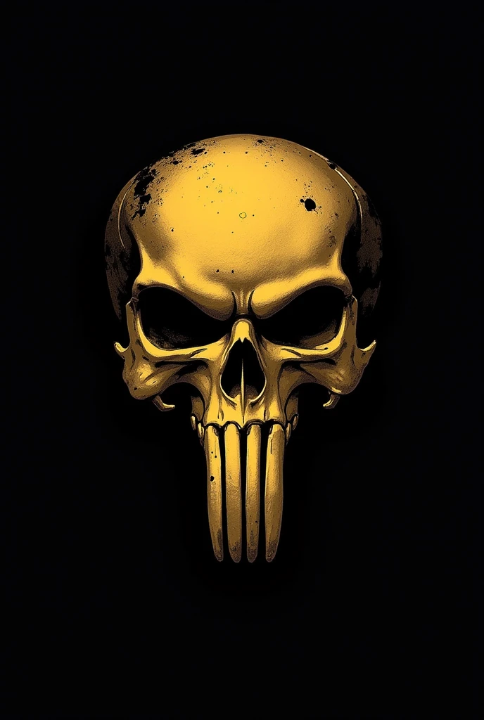 Military logo based on Inca culture with a yellow skull without a background, depthless semi realistic black