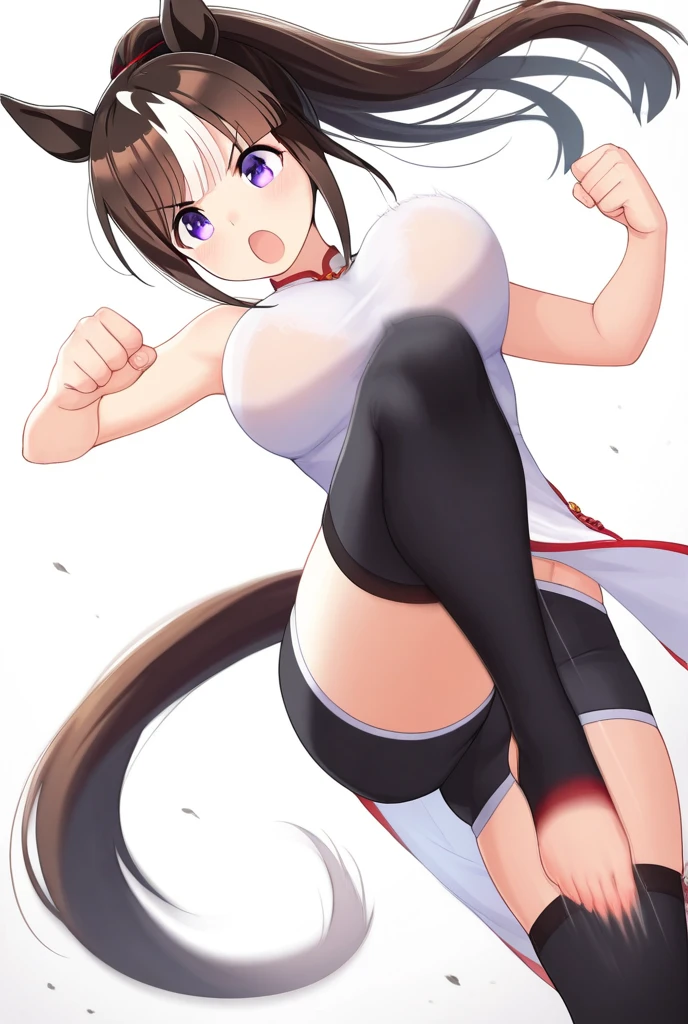 masterpiece, best quality, beautiful art, high resolution, well formed hands, body and fingers, 1 woman, solo, Imaizumi Kagerou, wolf ears and wolf tail, ,full body picture, grown up, adult, large and big breasted, cleavage, hair ornament, wearing a Tyris Flare outfit , white_bikini, full body, sexy and skimpy bikini, gorgeous hips, legs and thighs bouncing breasts, red boots, ryona , in peril, she is injured she is now cornered against the wall, helpless and vulnerable, she is dizzy and exhausted, looking at the viewer with anxiety and fear, she is afraid, , breathing heavily, terror in her eyes, helpless and weak, gasping, being at the edge of defeat, heroine in peril, ryona scene