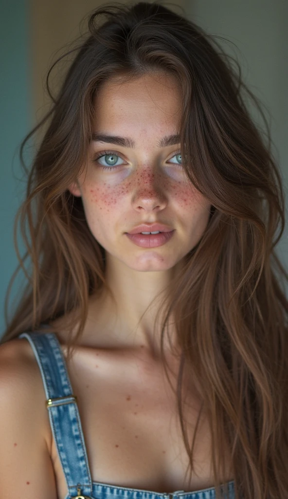Aurora Luna is a beautiful young Russian woman, with fair skin, platinum hair, blue eyes and freckles all over her face. her angelic and well-designed face is perfect, very attractive next to her pink lips