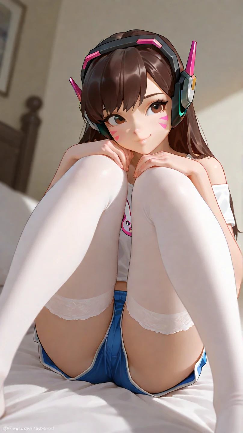superflat, flat shading, flat colors, masterpiece, best quality, 1girl, lpetite, loli, white panties, nipple, small breast, see through top, small breast,sitting on bed, headphones, listen music, pleasure, bedroom, best shadows, watercolor,