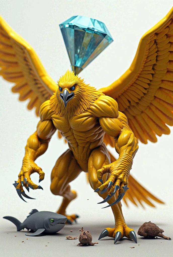 A monster(欧洲中世纪Griffin)，Griffin。Medium shot composition，full body pictures，Characters and scenes，game concept art style，Anime illustration style，Yu-Gi-Oh style，watercolor style，Marker style，HD，4K。
